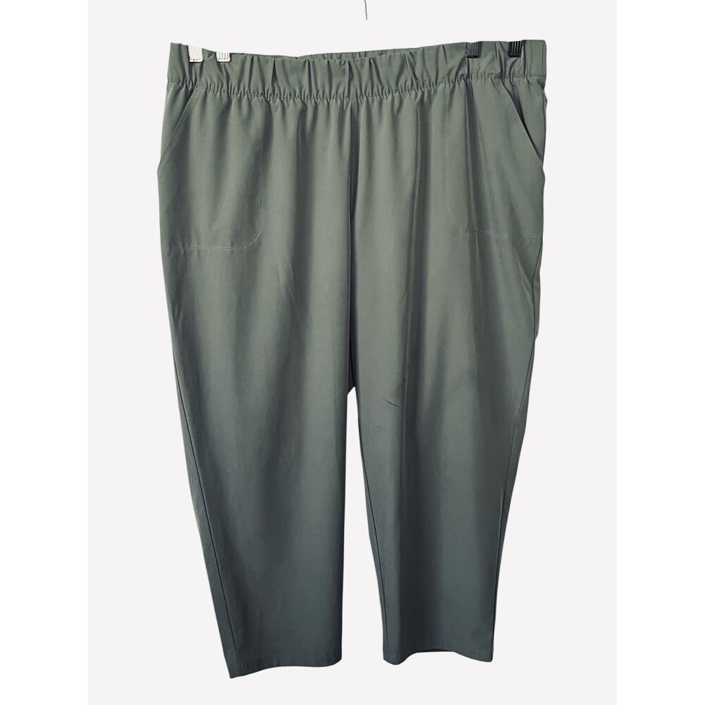 T By Talbots Pants Size 2X Wide Crop Leg Stretch High Rise Green Casual Coastal - Picture 2 of 13